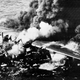The Marshall Mars on fire near Honolulu on April 5, 1950 (US Navy)